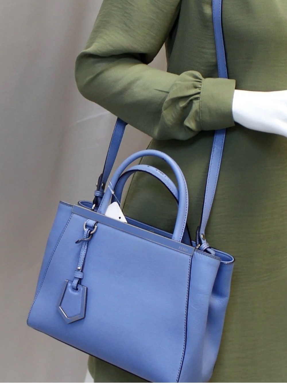 Fendi Petite 2Jours Periwinkle Blue Leather Satchel Crossbody